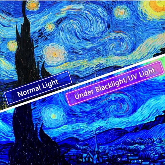 XL Black Light Starry Night Vincent Van Gogh Big Wall Tapestry Blacklight New - Picture 3 of 11